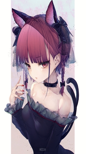 Anime girl with cat ears and tail