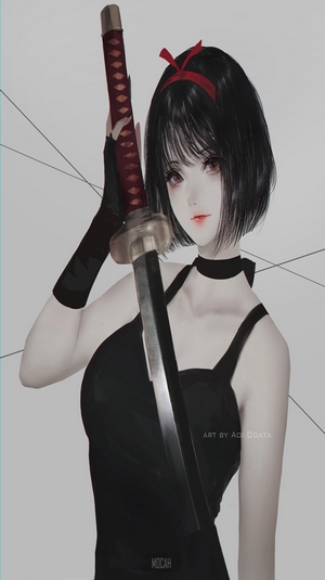 Anime girl with katana by Aoi Ogata
