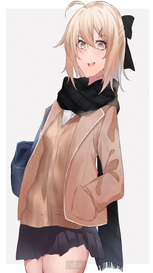 Anime girl with blonde hair and scarf