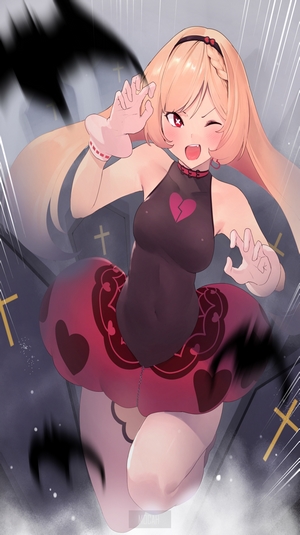 Anime girl with broken heart outfit