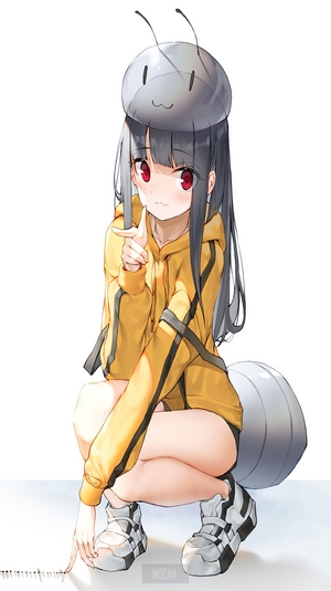 Anime girl with ant costume pointing finger