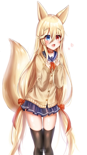Anime girl with fox ears and tail
