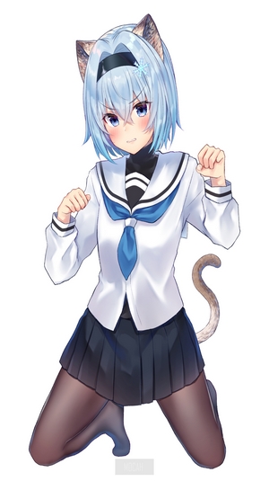 Anime girl with cat ears and tail