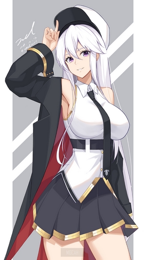 Anime girl in uniform with white hair