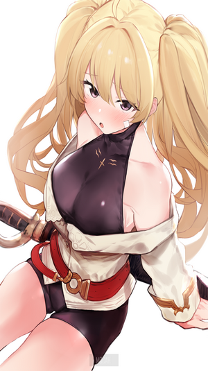 Anime girl with blonde pigtails and sword from Granblue Fantasy