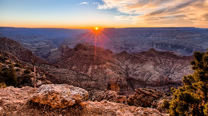 Grand Canyon at Sunset with Sunburst
