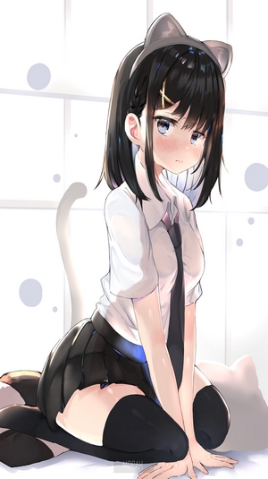 Anime girl with cat ears and tail