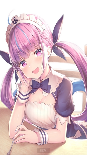 Anime girl in maid outfit with pink hair