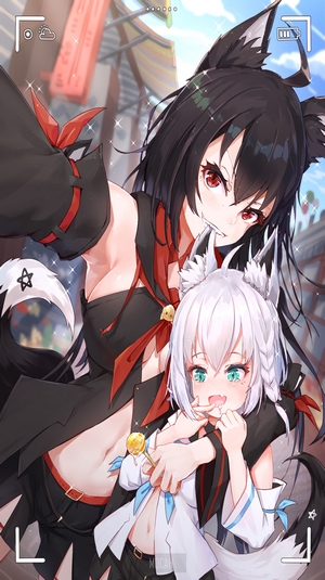 Hololive Shirakami Fubuki and Ookami Mio Self-Shot