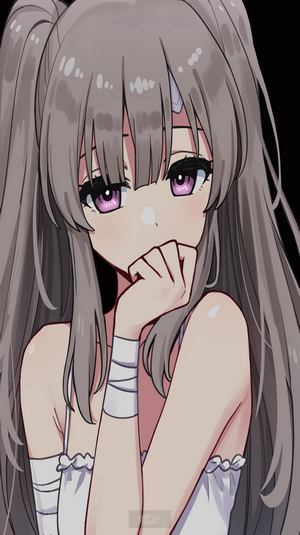 Anime girl with purple eyes and pigtails