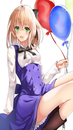 Anime girl with balloons