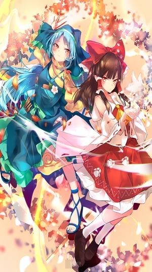 Reimu Hakurei and Sakuya Izayoi from Touhou