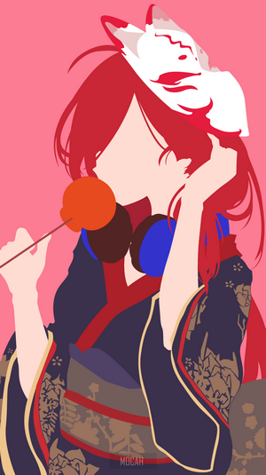 Anime girl with fox mask and headphones
