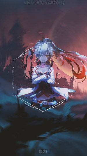 Anime girl with white hair and heterochromia