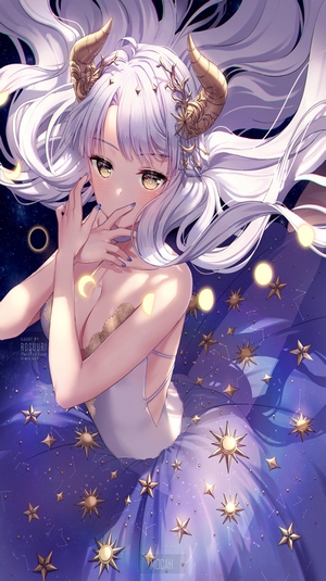 Anime girl with horns and starry dress