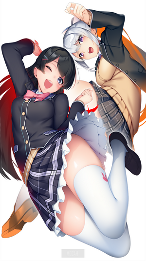 Two anime girls in school uniforms