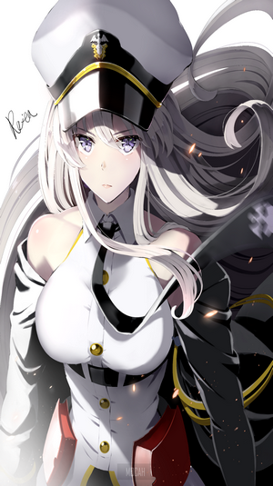 Azur Lane anime girl with white hair and purple eyes