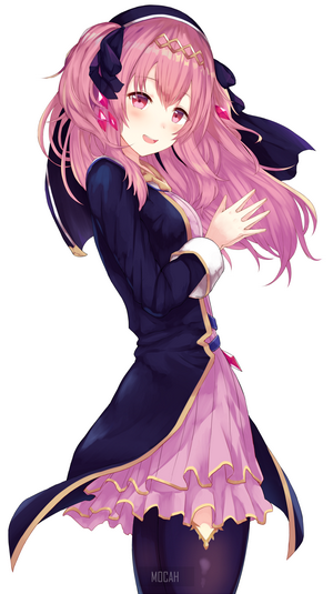Anime girl with pink hair and blue dress