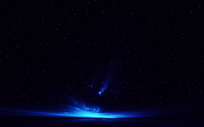 Night sky with stars and blue nebula
