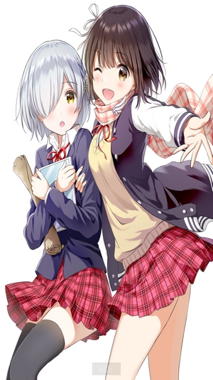 Two anime girls in school uniforms