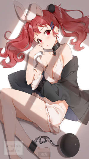 Anime girl with bunny ears and ball and chain