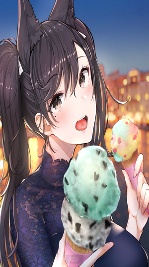 Atago from Azur Lane eating ice cream