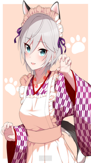 Anime girl with cat ears and kimono