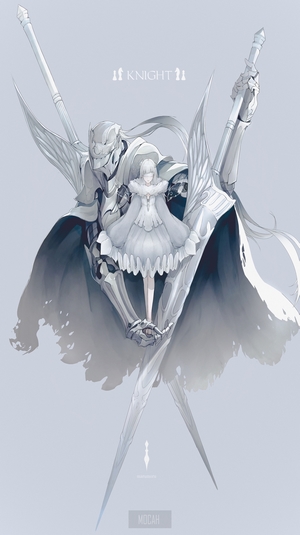 Knight and Girl with Swords