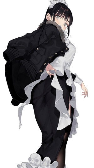 Anime girl in maid outfit and jacket