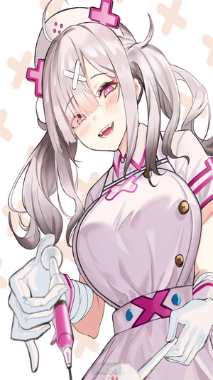 Anime nurse girl with syringe and stethoscope