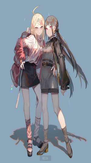 Anime girls Kaede Akamatsu and Maki Harukawa