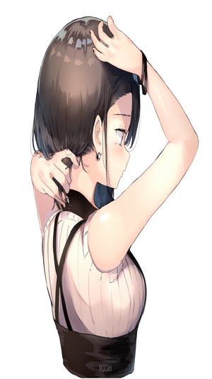 Anime girl with short dark hair