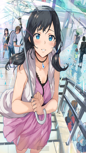 Hina Amano from Tenki no Ko holding an umbrella