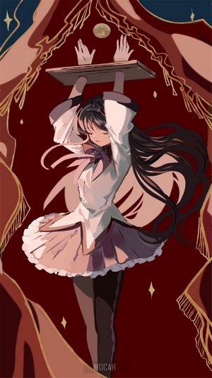 Akemi Homura from Mahou Shoujo Madoka Magica holding a book