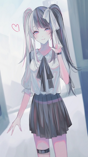 Anime girl with pigtails and skirt