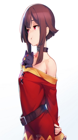 Megumin from KonoSuba with a cat