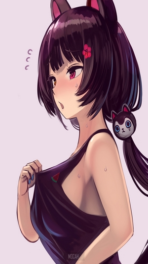 Anime girl with cat ears and tail