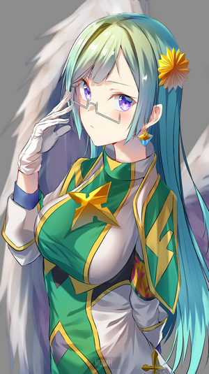 Anime girl with glasses and wings