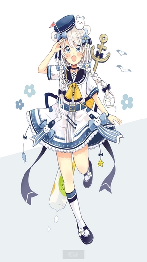 Anime girl in sailor outfit with anchor