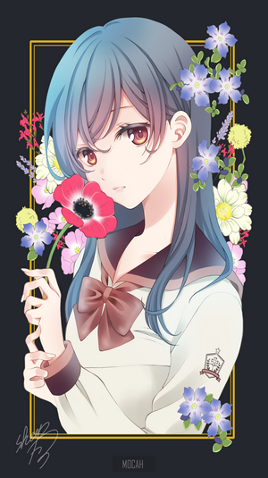 Anime girl with flowers