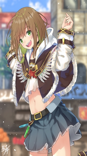 Anime girl with brown hair and green eyes