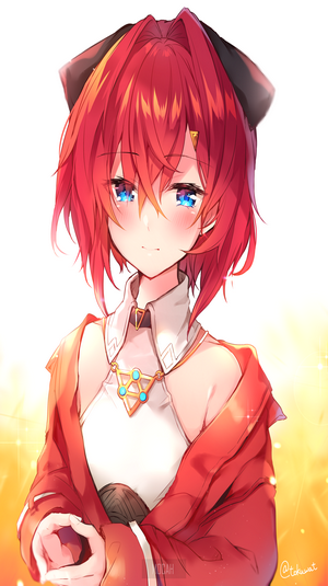 Anime girl with red hair and blue eyes