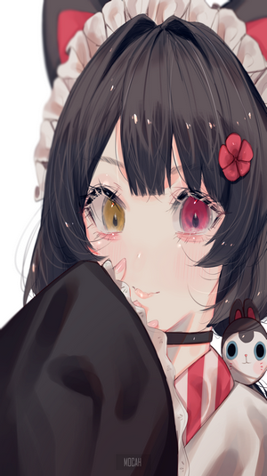 Anime girl with heterochromia and cat ears