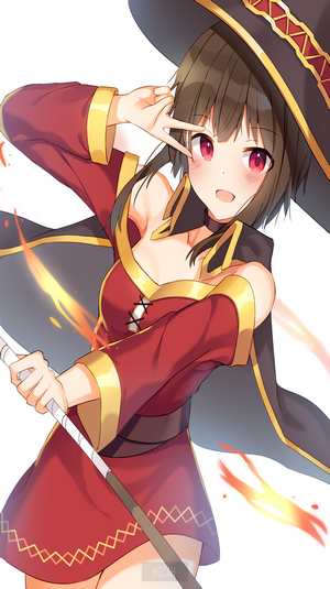 Megumin from Kono Subarashii Sekai ni Shukufuku wo! holding a staff