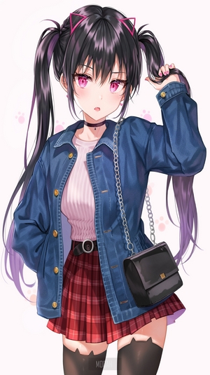 Anime girl with pigtails and cat ears