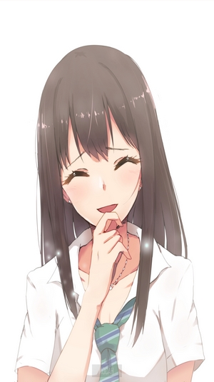 Anime girl in school uniform smiling