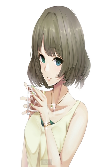 Anime girl holding a glass
