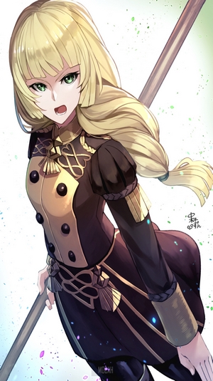 Ingrid from Fire Emblem: Three Houses holding a lance