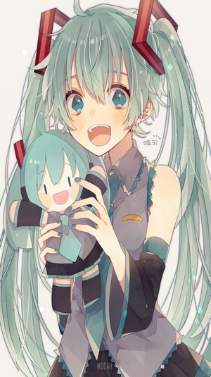 Hatsune Miku Holding a Plush Doll