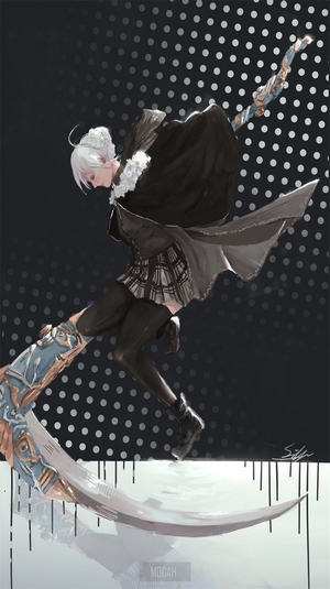 Gray from Lord El-Melloi II Case Files with a scythe